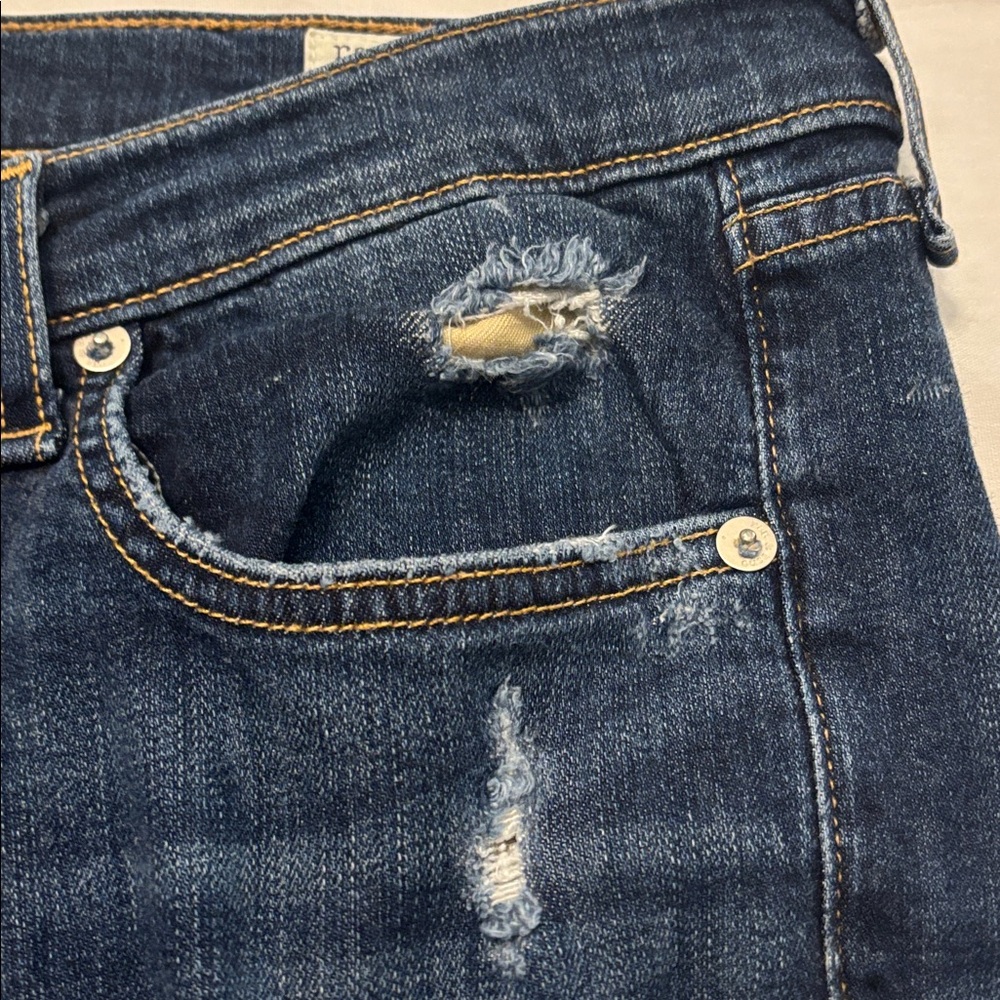 rag & bone Collette Capri jeans SZ 32 distressed dark rinse skinny leg soft - Picture 10 of 14